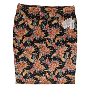 NWT LuLaRoe Cassie Paisley Floral Pull On Pencil Skirt 3XL Black Red